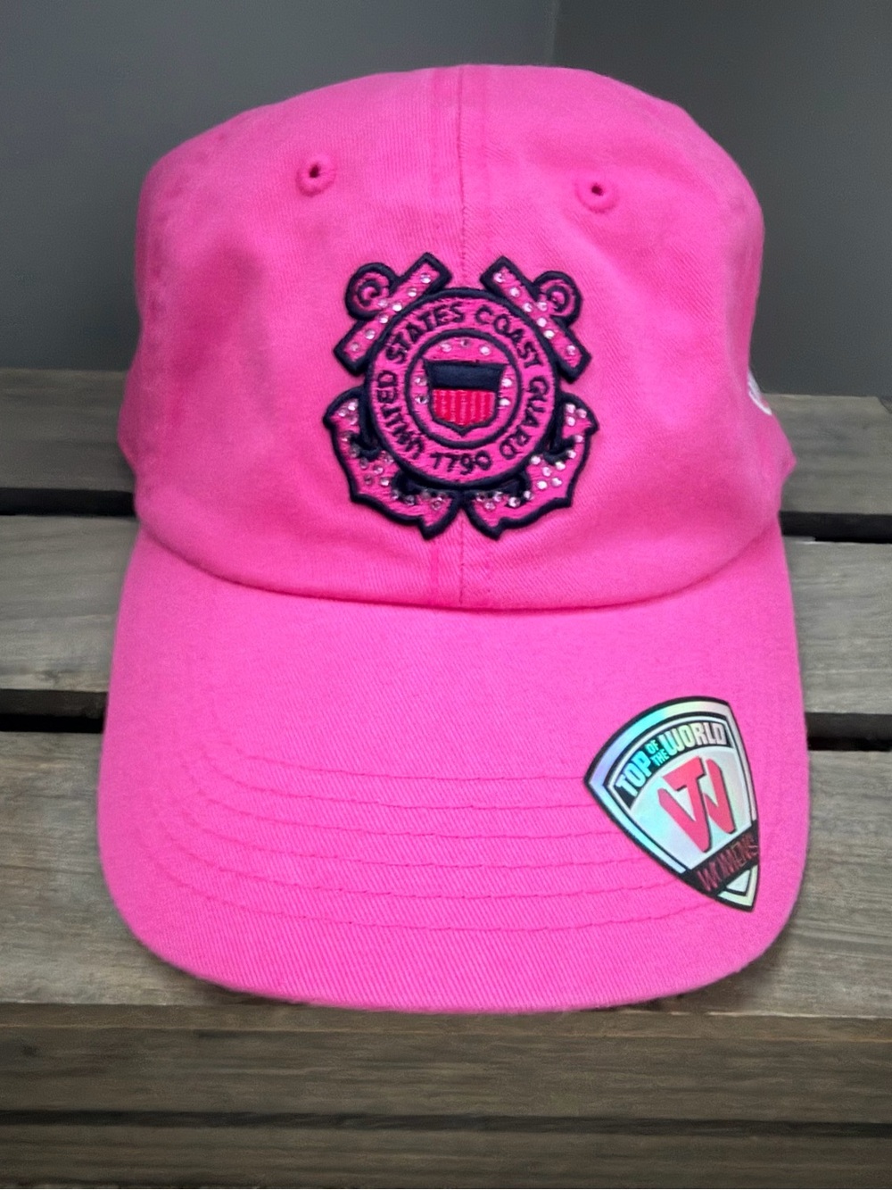 Top of the World US Coast Guard Pink Sparkle Embroidered Adjustable Hat - Picture 2 of 7